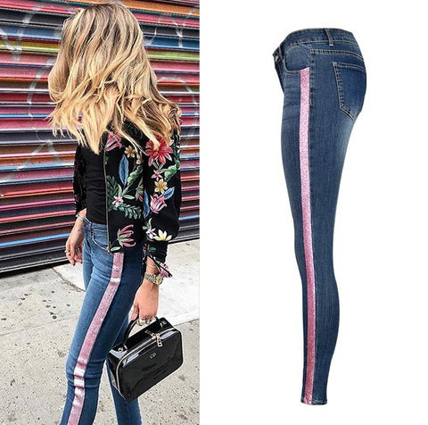 double-sided metallic beads stretch denim CODE: MON1266