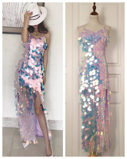 Sexy V-neck sequins strap dress CODE: mon1298