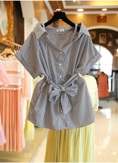Strap loose striped shirt CODE: mon1336