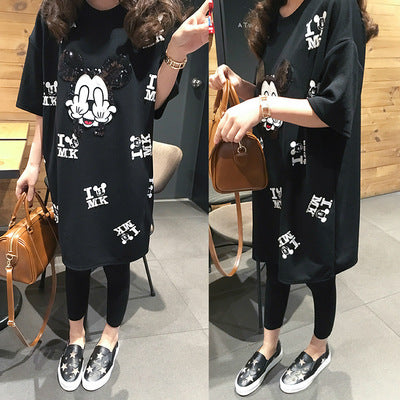 cartoon long section T-shirt dress CODE: mon1349