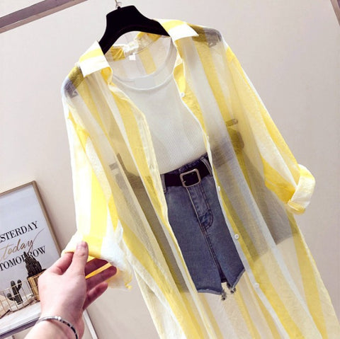 Striped cardigan thin shirt jacket CODE: mon1373