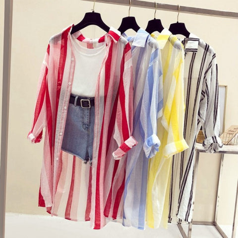 Striped cardigan thin shirt jacket CODE: mon1373