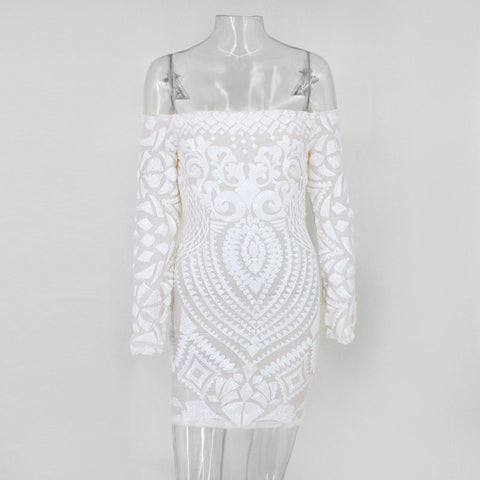 Nightclub sequins tube Shoulder Dress CODE: mon1507