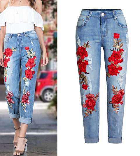 Cross Border Floral Jeans CODE: mon1604