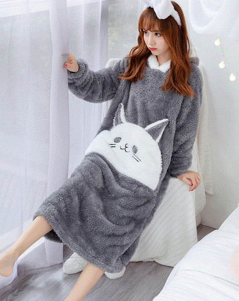 Hooded Thick coral nightdress Pajamas CODE: mon1705