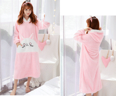 Hooded Thick coral nightdress Pajamas CODE: mon1705