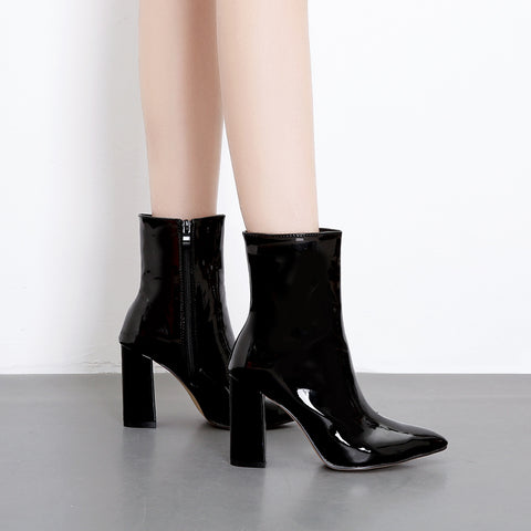 Pointed thick high heel boots CODE: mon1706