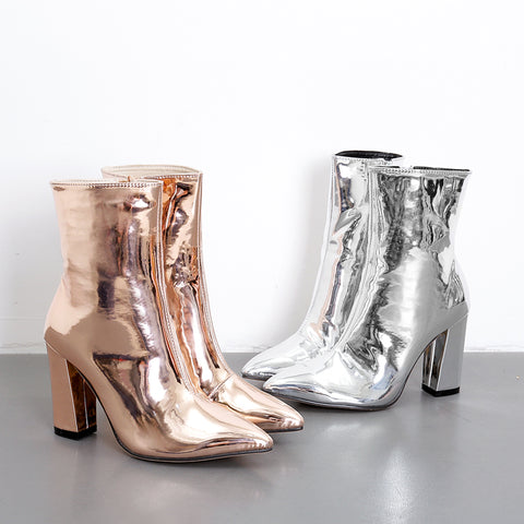 Pointed thick high heel boots CODE: mon1706
