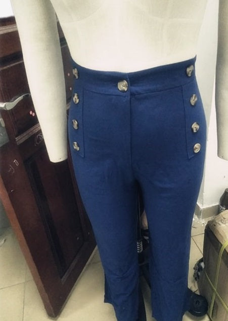 Cotton linen high waist button pants CODE: mon1715