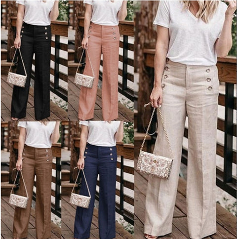 Cotton linen high waist button pants CODE: mon1715