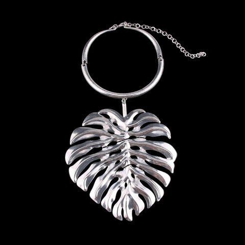 heavy alloy necklace  big leaves CODE: mon1780