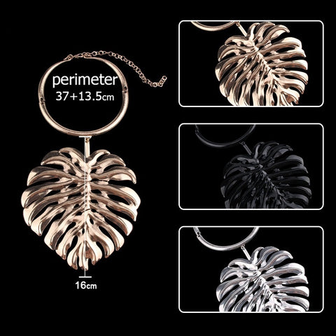 heavy alloy necklace  big leaves CODE: mon1780