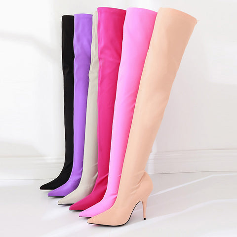 Multi Color Thin  high knee boots elastic boots CODE: mon621