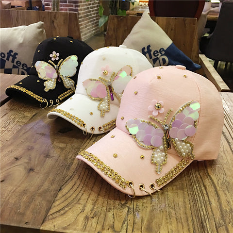 butterfly diamond baseball hat cap CODE: mon631
