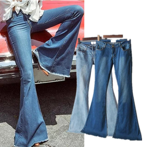 Tight elastic stretch washed big bell pants jeans trousers CODE: mon648