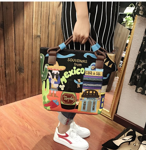 Retro portable Messenger bag hand embroidery tide package handbag CODE: mon655