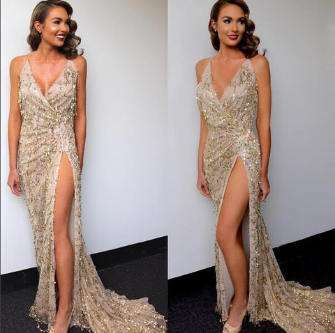 high open split sexy sequins long Slit Maxi dress CODE: mon657