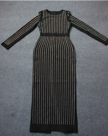 shiny hot  long sleeve elastic cloth Party wear split dress CODE: mon665