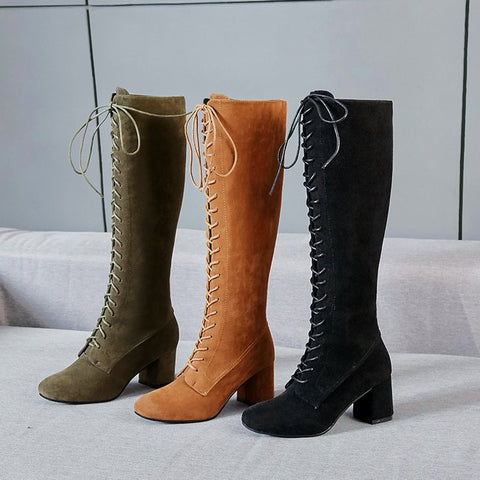 high heel boots cross straps long boots CODE: mon743