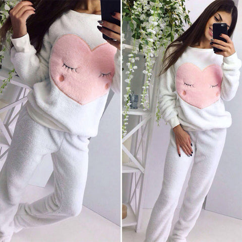 cartoon peach heart  long sleeve pajamas  set CODE: mon747