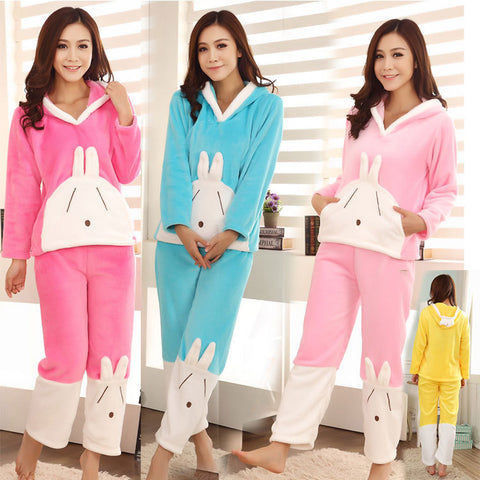 thicker flannel pajamas cartoon cute long-sleeved Set CODE: mon748