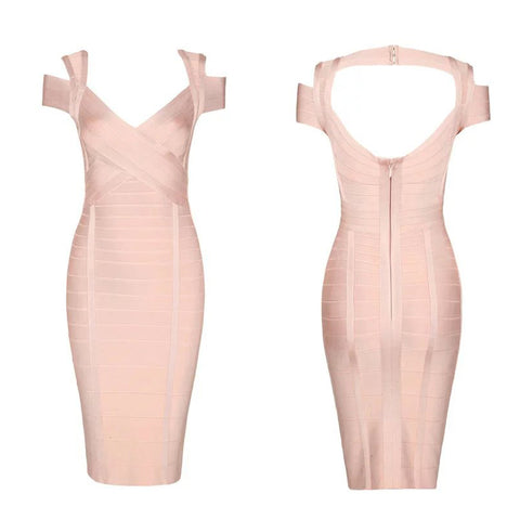 Bandage  strapless short-sleeved dress Partywear  CODE: mon762