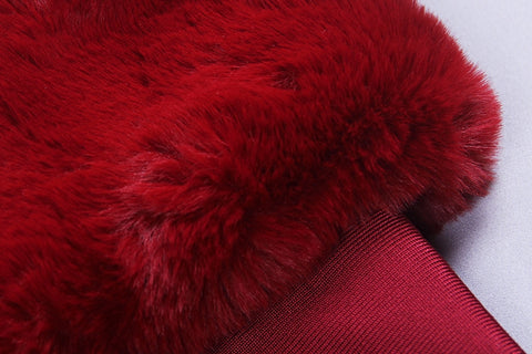 strapless shoulder fur collar long sleeves Slim bandage dress CODE: mon763