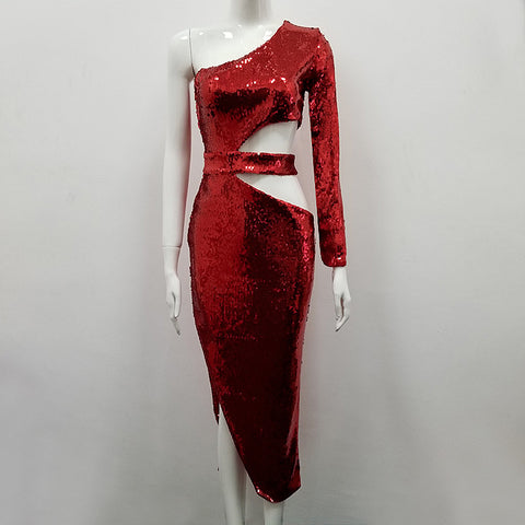 long-sleeved sexy Slim split evening dress Shiney CODE: mon764