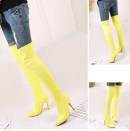high heel boots pointed stretch boots CODE: mon805