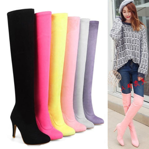 high heel boots pointed stretch boots CODE: mon805