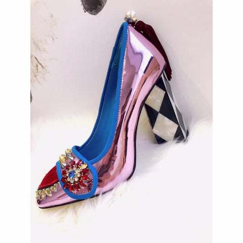 runway heart rivets high-heeled shoes CODE; mon832