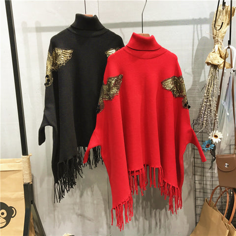 eagle tassels cape shawl sweater loose pullover CODE: mon834
