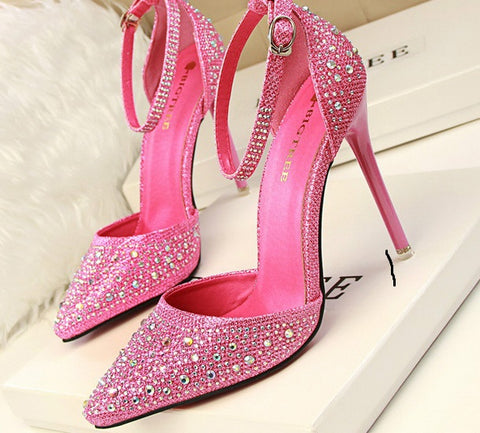 high heel shallow mouth pointed sandals CODE: mon873